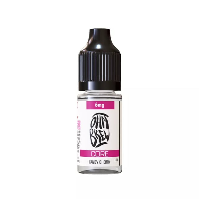 Ohm Brew Core Candy Cherry 50/50 e-liquid, 10ml bottle, freebase nicotine in 3mg, 6mg, 12mg and 18mg