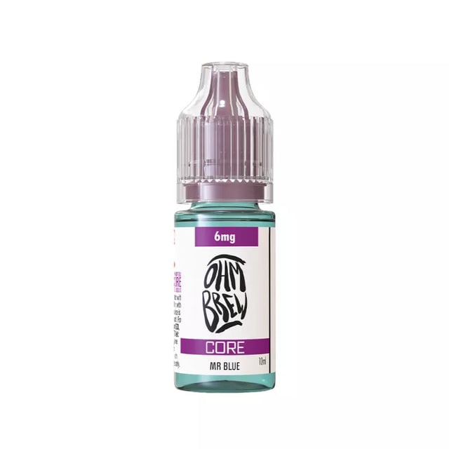 Ohm Brew Core Mr Blue 50/50 e-liquid, 10ml bottle, freebase nicotine 3mg to 18mg