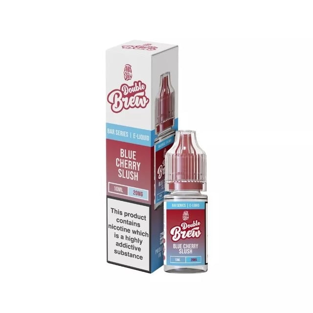 Ohm Brew Double Brew Blue Cherry Slush 10ml nic salt e-liquid bottle, 5mg 10mg and 20mg strengths