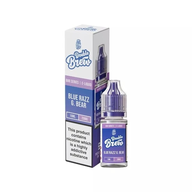 Ohm Brew Double Brew Blue Razz G. Bear 10ml nic salt e-liquid bottle, 5mg 10mg 20mg strengths