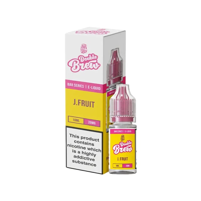 Ohm Brew Double Brew J. Fruit 10ml nic salt e-liquid bottle in 5mg, 10mg and 20mg strengths