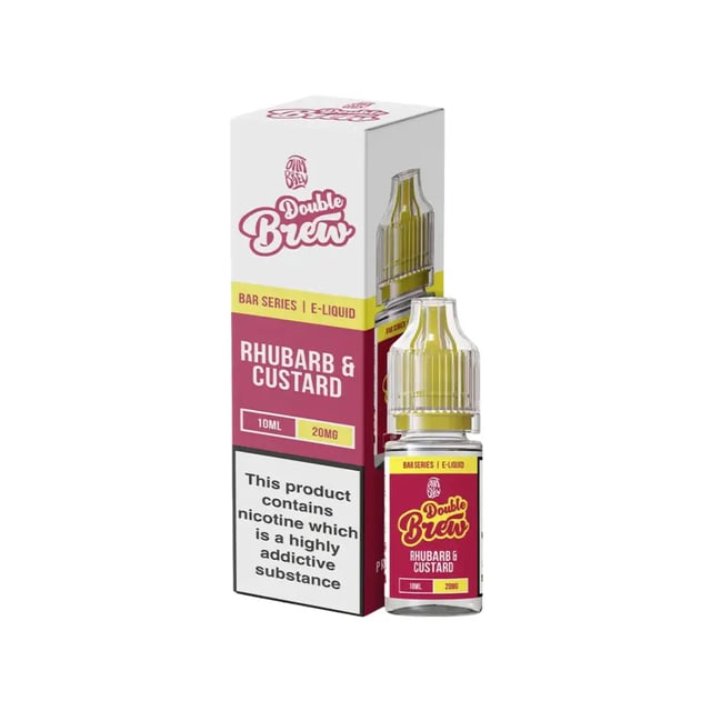 Ohm Brew Double Brew Rhubarb & Custard nic salt e-liquid, 10ml bottle, 5mg 10mg 20mg strengths
