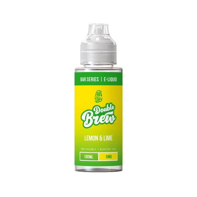 Ohm Brew Lemon & Lime 100ml shortfill e-liquid bottle, nicotine free, with space for two nic shots