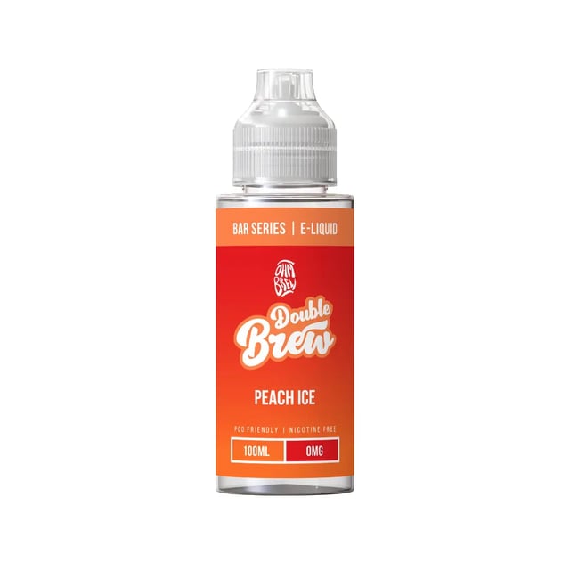 Ohm Brew Peach Ice 100ml nicotine free shortfill e-liquid bottle, 50/50 VG/PG, space for two nic shots