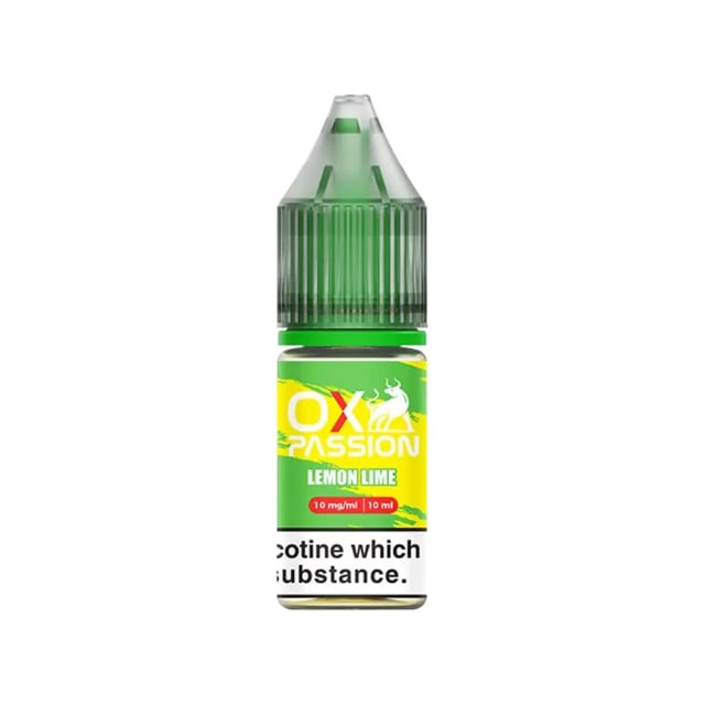 OX Passion Lemon Lime nic salt e-liquid, 10ml bottle, available in 10mg and 20mg strengths