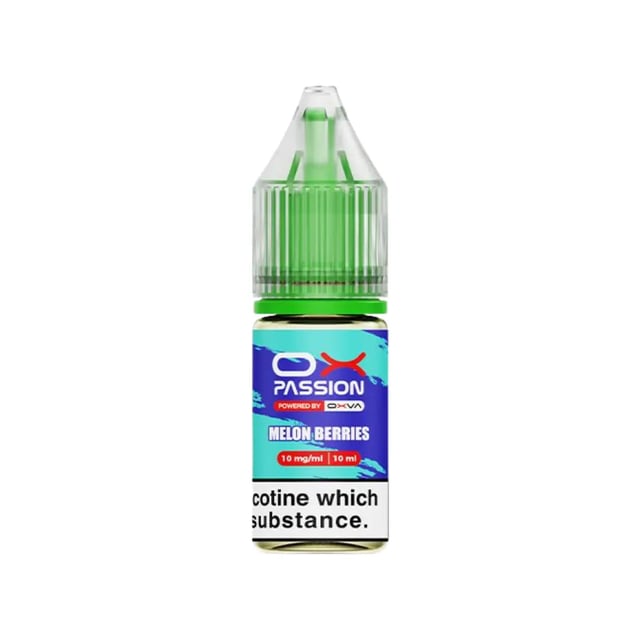 OX Passion Melon Berries nic salt 10ml e-liquid bottle in 10mg and 20mg strengths