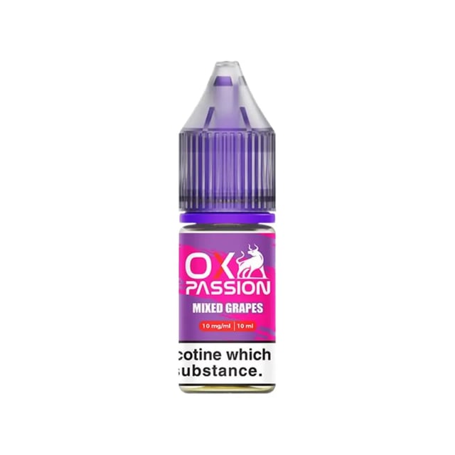 OX Passion Mixed Grapes nic salt e-liquid, 10ml bottle, 50/50 VG/PG, 10mg and 20mg strengths