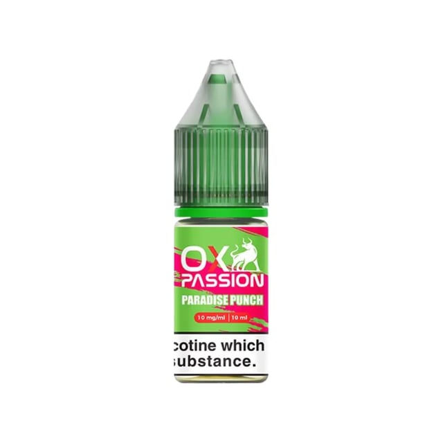 OX Passion Paradise Punch nic salt 10ml bottle, 50/50 VG/PG, available in 10mg and 20mg strengths
