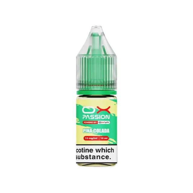 OX Passion Pina Colada nic salt e-liquid, 10ml bottle, 10mg and 20mg strengths, for MTL pod kits