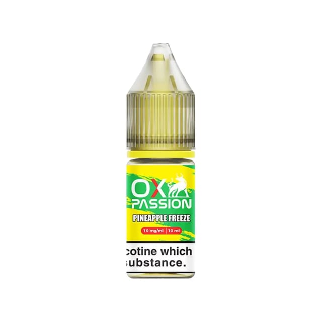 OX Passion Pineapple Freeze nic salt 10ml bottle, 5mg 10mg 20mg strengths, for MTL pod kits