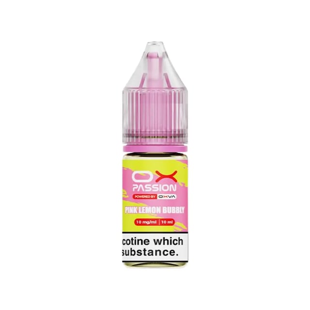 OX Passion Pink Lemon Bubbly nic salt e-liquid, 10ml bottle, 10mg and 20mg, 50/50 VG/PG for MTL pod kits