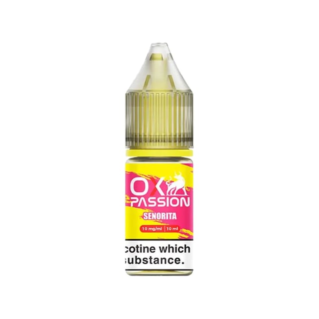 OX Passion Senorita nic salt e-liquid, 10ml bottle, pink fruit flavour, 10mg and 20mg strengths