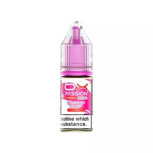 OX Passion Strawberry Coconut nic salt e-liquid, 10ml bottle, 5mg 10mg 20mg strengths
