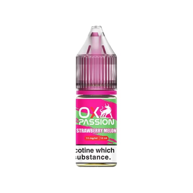 OX Passion Strawberry Melon nic salt 10ml bottle, 50/50 VG/PG, available in 10mg and 20mg strengths