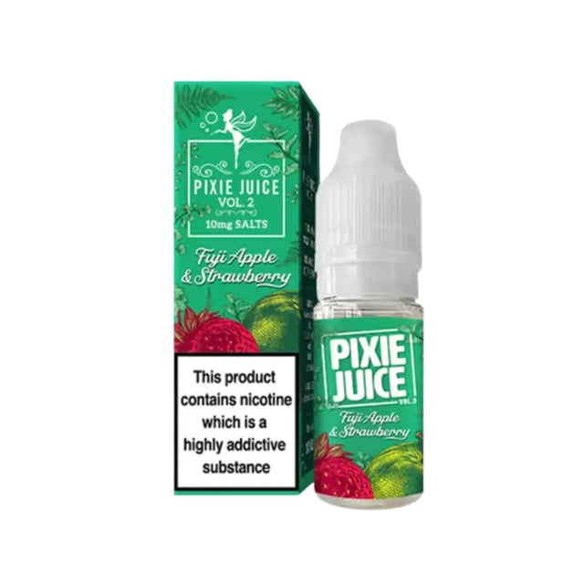 Pixie Juice Fuji Apple & Strawberry nic salt e-liquid, 10ml bottle, available in 10mg and 20mg strengths