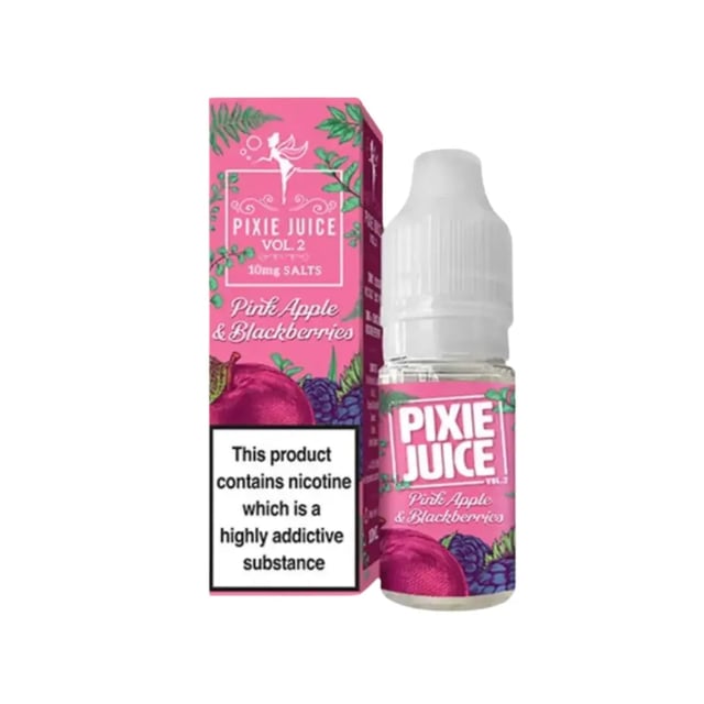 Pixie Juice Pink Apple & Blackberries nic salt e-liquid, 10ml bottle, 10mg and 20mg strengths