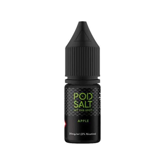 Pod Salt Core Apple nic salt e-liquid 10ml bottle shown with 11mg and 20mg strength options