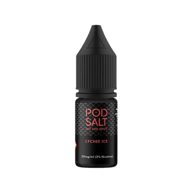 Pod Salt Core Lychee Ice nic salt e-liquid 10ml bottle, 50/50 VG/PG, available in 11mg and 20mg