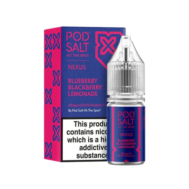 Pod Salt Nexus Blueberry Blackberry Lemonade nic salt e-liquid, 10ml bottle, available in 10mg and 20mg strengths
