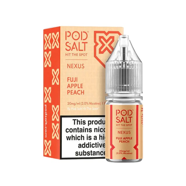 Pod Salt Nexus Fuji Apple Peach nic salt 10ml bottle, 50/50 VG/PG, 10mg and 20mg strengths