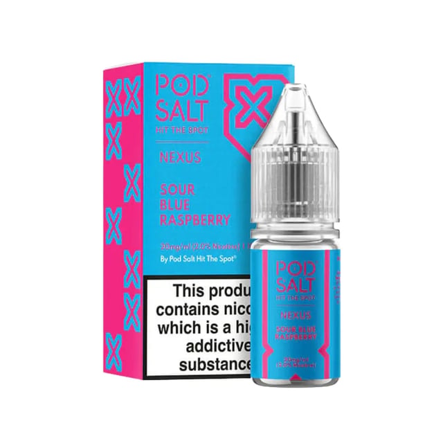Pod Salt Nexus Sour Blue Raspberry nic salt e-liquid, 10ml bottle, 10mg and 20mg strengths