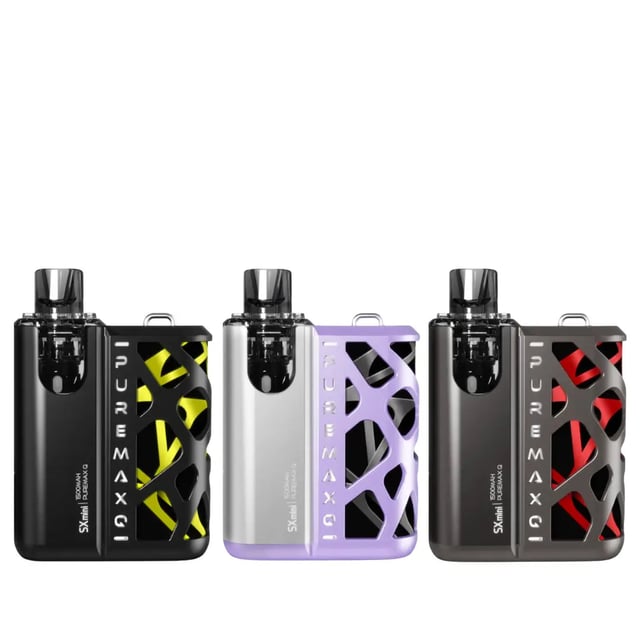SXmini PureMax Q refillable pod vape kit shown in one of its 13 available colour finishes