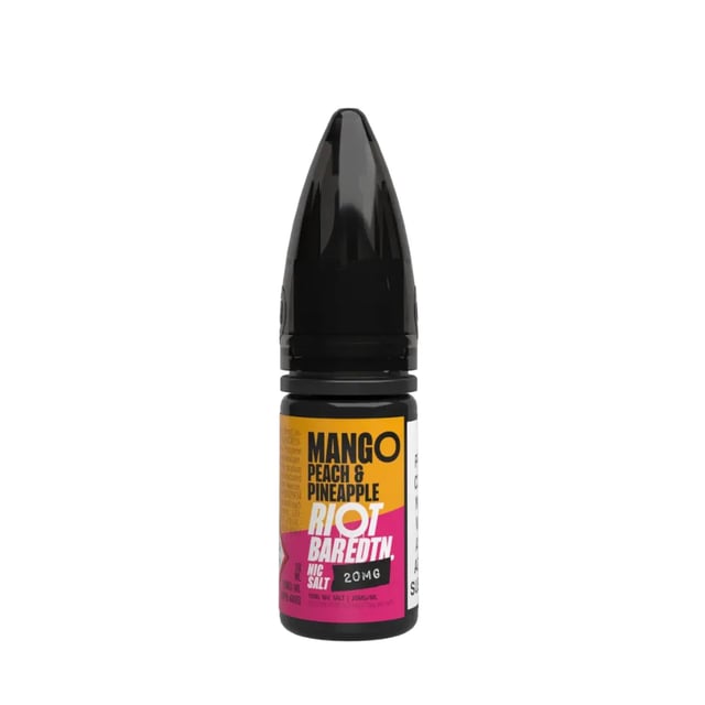 Riot Squad Bar Edition Mango Peach & Pineapple nic salt 10ml bottle, 50/50 VG/PG, 10mg and 20mg strengths