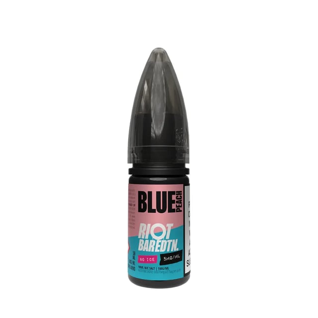 Riot Squad Bar Edition No Ice Blue Peach nic salt 10ml bottle, available in 10mg and 20mg strengths