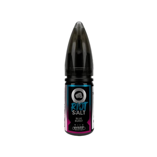 Riot Squad Blue Burst nic salt 10ml bottle, blue raspberry menthol e-liquid in 10mg and 20mg strengths