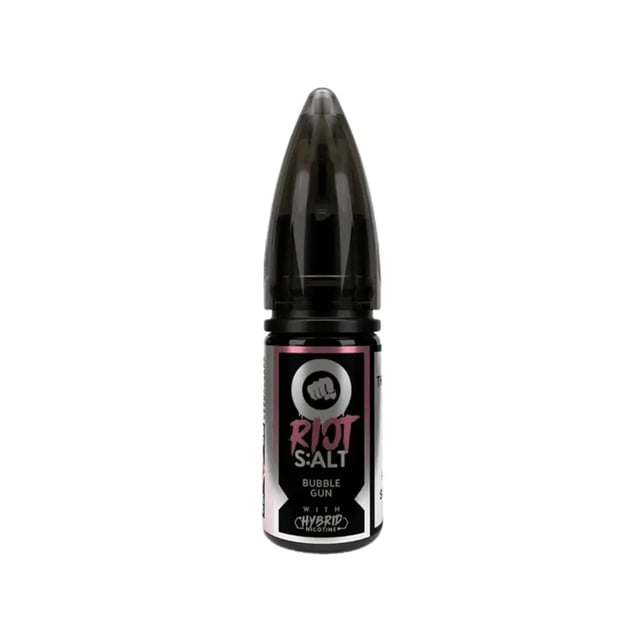 Riot Squad Bubblegun nic salt 10ml bottle, bubblegum fruit menthol flavour, 10mg and 20mg strengths