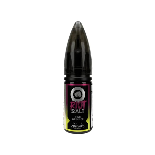 Riot Squad Pink Grenade nic salt 10ml bottle, strawberry lemon pink lemonade flavour, 10mg and 20mg strengths