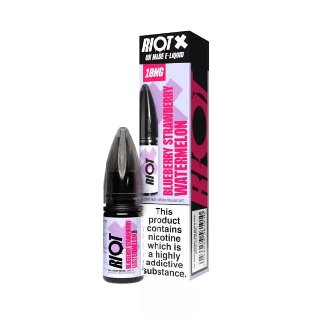 Riot X Blueberry Strawberry Watermelon nic salt, 10ml bottle, 50/50 VG/PG, 10mg and 20mg strengths
