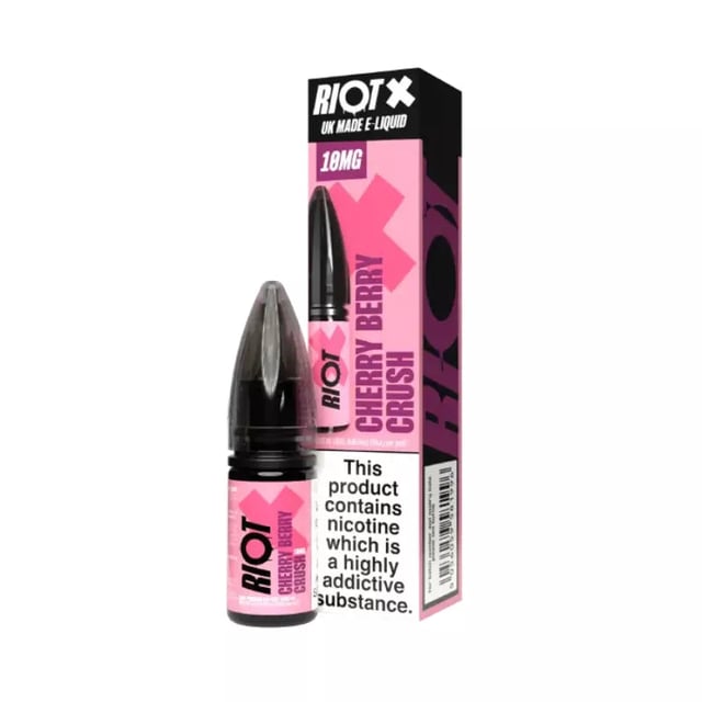Riot X Cherry Berry Crush Nic Salt 10ml bottle, 50/50 e-liquid in 10mg and 20mg strengths