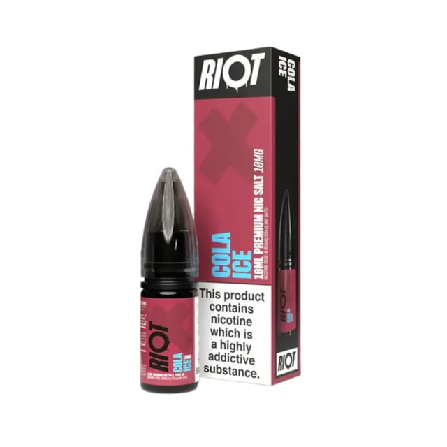 Riot X Cola Ice nic salt e-liquid, 10ml bottle, available in 10mg and 20mg strengths