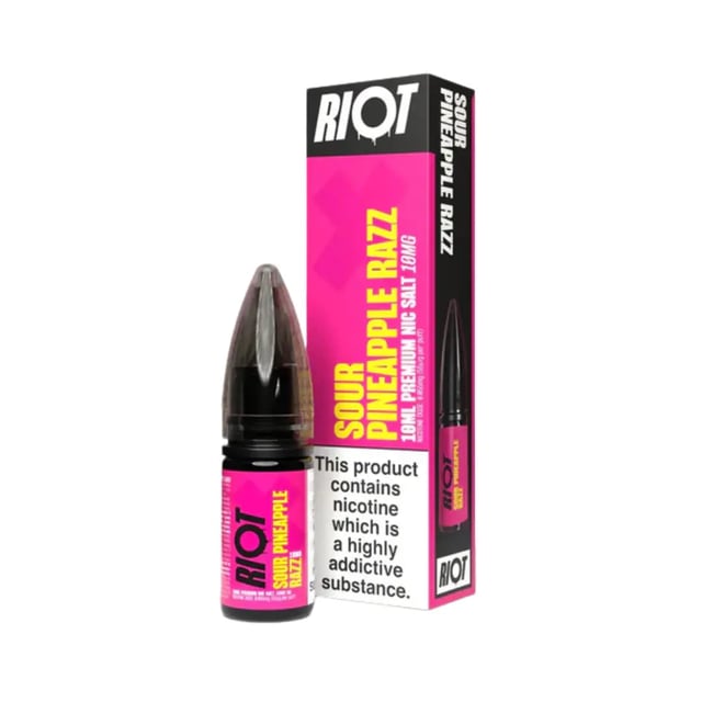 Riot X Sour Pineapple Razz nic salt e-liquid, 10ml bottle, 10mg and 20mg strengths
