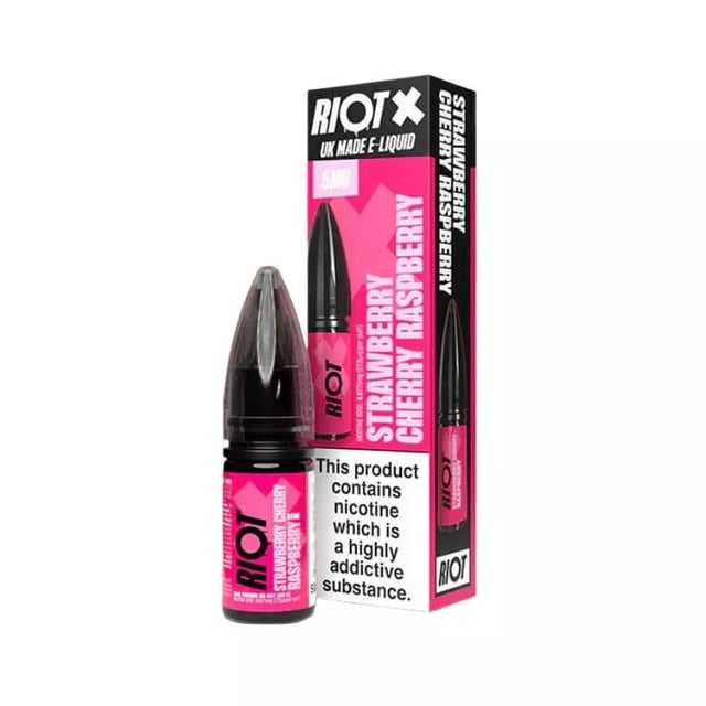 Riot X Strawberry Cherry Raspberry nic salt, 10ml bottle, 50/50 VG/PG, 10mg and 20mg strengths