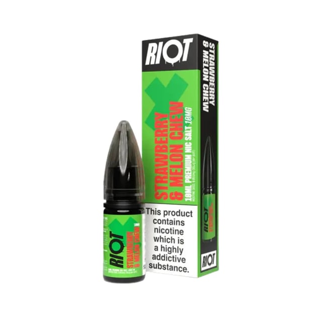 Riot X Strawberry & Melon Chew nic salt 10ml bottle, 50/50 VG/PG, 10mg and 20mg strengths