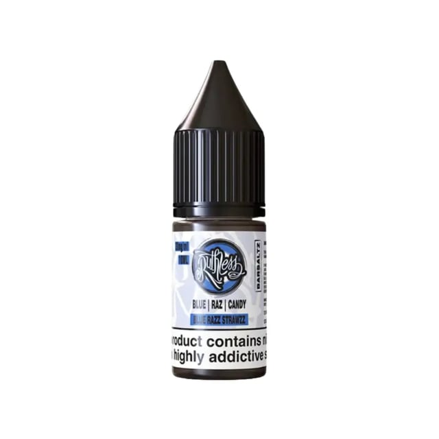 Ruthless Bar Saltz Blue Razz Strawzz 10ml nic salt e-liquid bottle, 50/50 VG/PG, 10mg and 20mg strengths