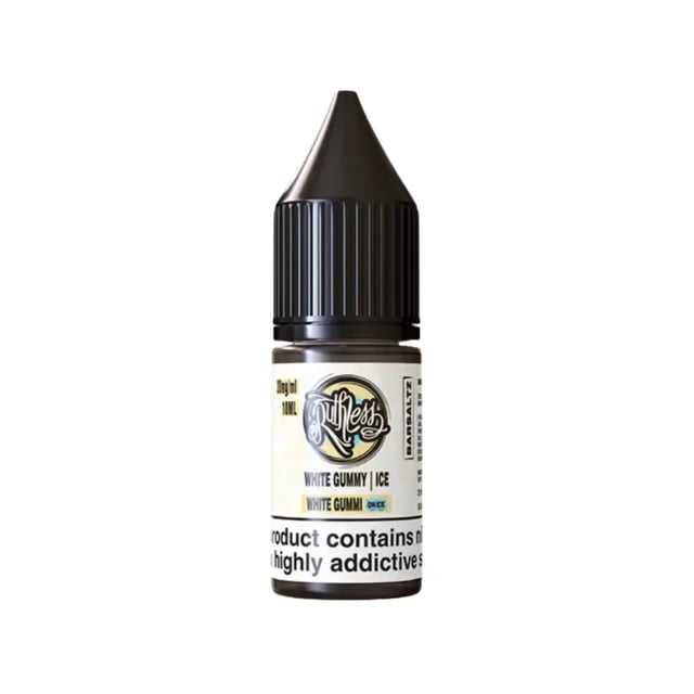 Ruthless Bar Saltz White Gummi On Ice 10ml nic salt e-liquid bottle, 10mg and 20mg strengths