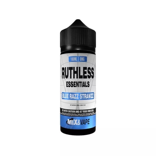 Ruthless Essentials Blue Razz Strawzz 100ml shortfill bottle, nicotine free e-liquid with space for nic shots
