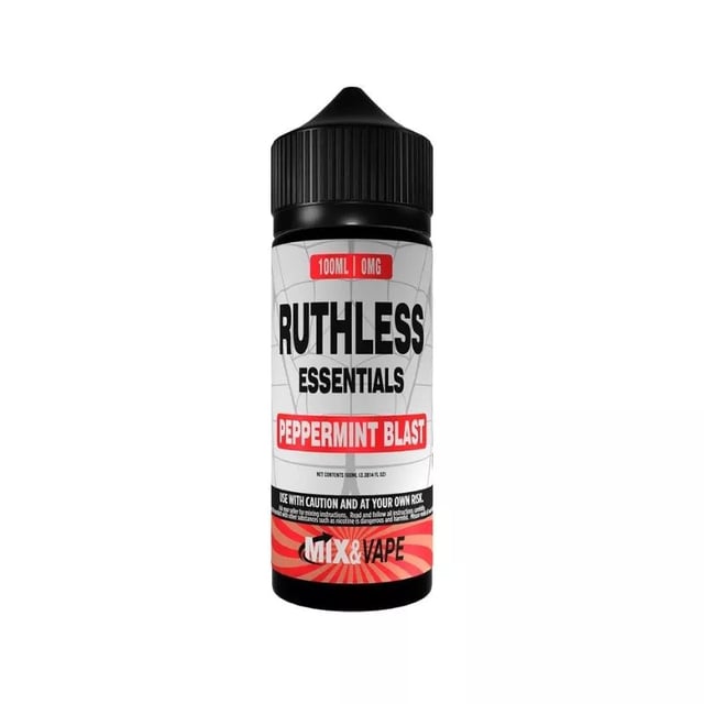 Ruthless Essentials Peppermint Blast 100ml shortfill e-liquid bottle, nicotine free 0mg, 60VG/40PG
