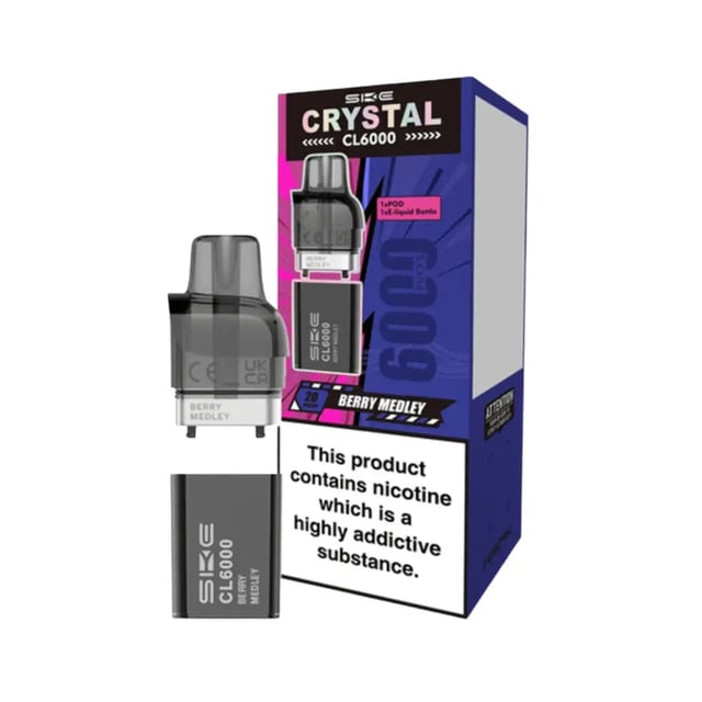 SKE Crystal CL6000 Strawberry Raspberry Cherry prefilled pod kit for the CL6000 vape device