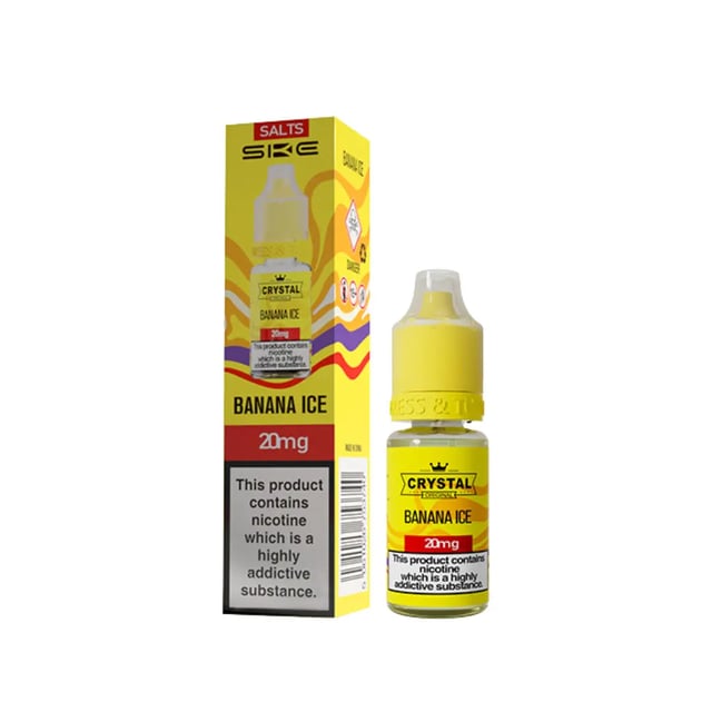 SKE Crystal Banana Ice nic salt e-liquid, 10ml bottle, available in 10mg and 20mg strengths