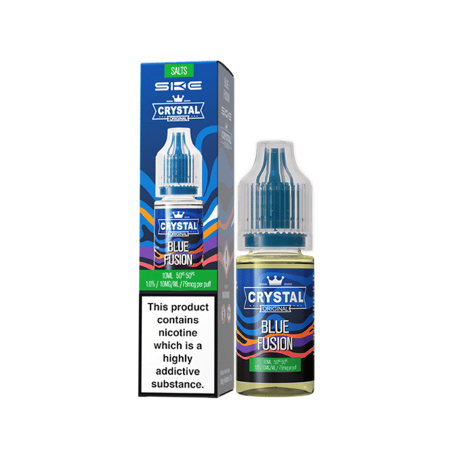 SKE Crystal Blue Fusion nic salt e-liquid, 10ml bottle, available in 10mg and 20mg strengths