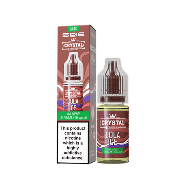 SKE Crystal Cola Ice nic salt e-liquid, 10ml bottle, 10mg and 20mg, 50/50 VG/PG for pod kits