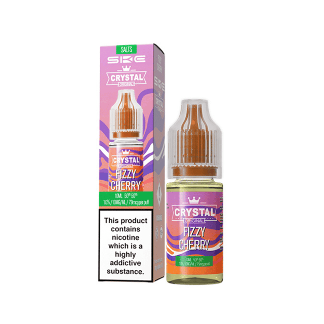 SKE Crystal Fizzy Cherry nic salt e-liquid, 10ml bottle, 10mg and 20mg strengths, 50/50 VG/PG