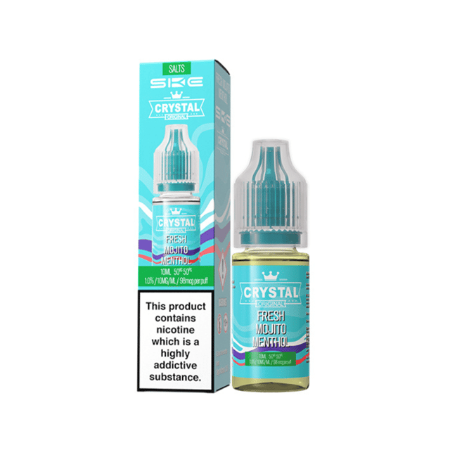 SKE Crystal Fresh Mojito Menthol nic salt e-liquid 10ml bottle, available in 10mg and 20mg strengths