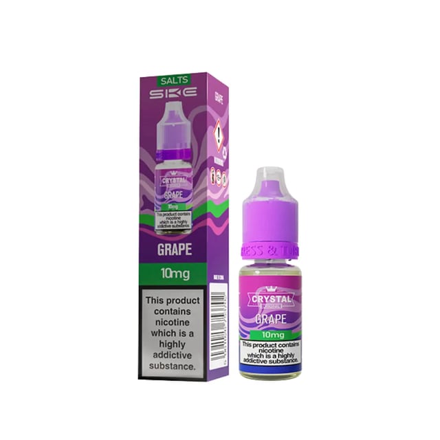 SKE Crystal Grape nic salt e-liquid, 10ml bottle, 50/50 VG/PG, available in 10mg and 20mg strengths