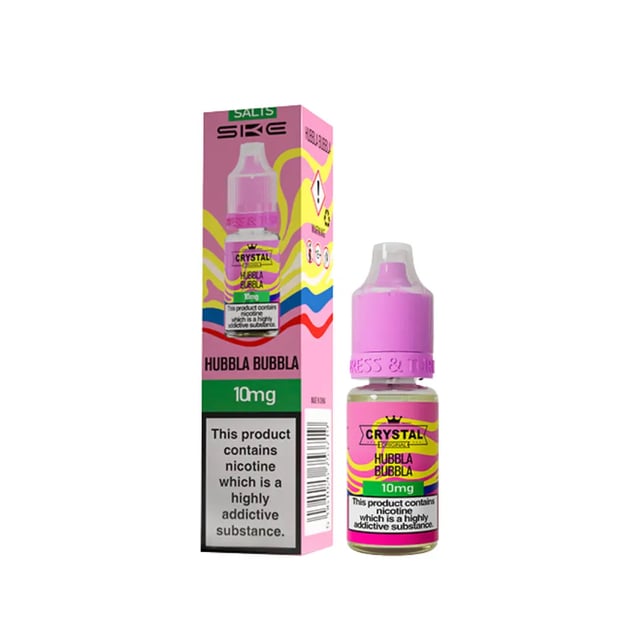 SKE Crystal Hubbla Bubbla nic salt e-liquid, 10ml bottle, bubblegum flavour, 10mg and 20mg strengths
