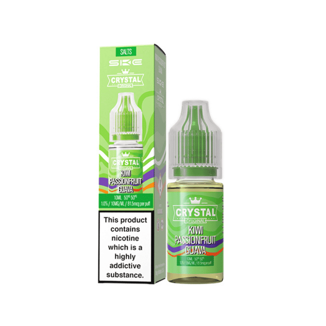 SKE Crystal Kiwi Passionfruit Guava nic salt e-liquid 10ml bottle, 10mg and 20mg strengths